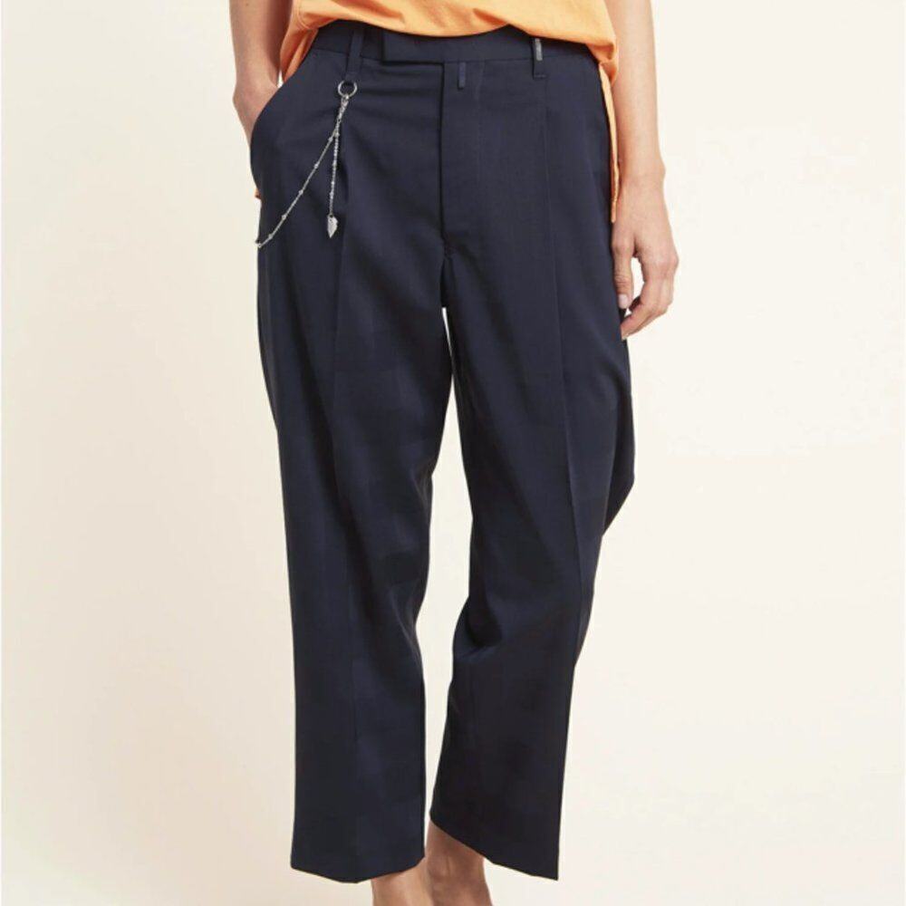 High Use Claire Campbell Pants 44 "Brisk" Navy Patterned Trousers US Size 8 NEW